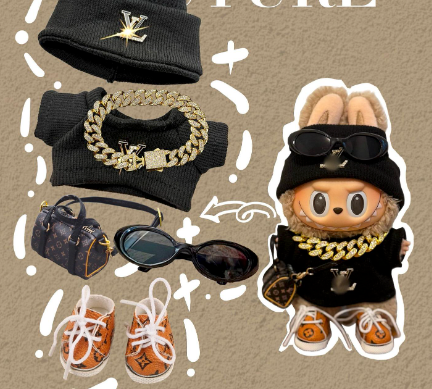 LUXURY SET WITH BLACK T-SHIRTS GLASSES BAG SHOES HAT NECKLACE