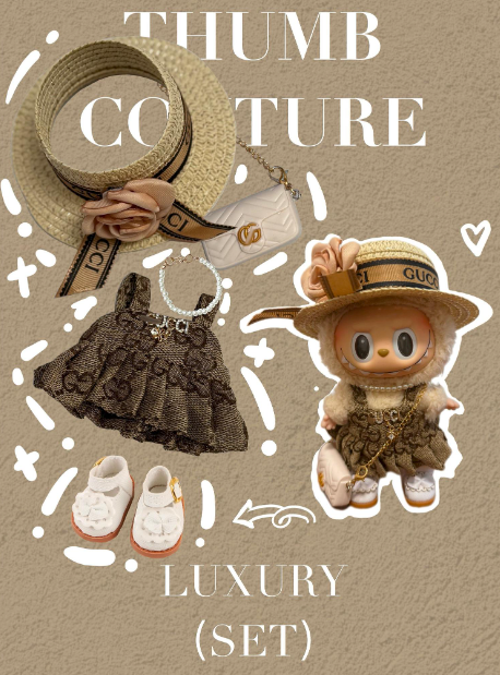 LUXURY SET WITH BROWN SKIRT BAG SHOES HAT NECKLACE