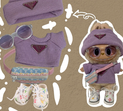 LUXURY SET WITH PURPLE T-SHIRTS GLASSES BAG SHOES HAT